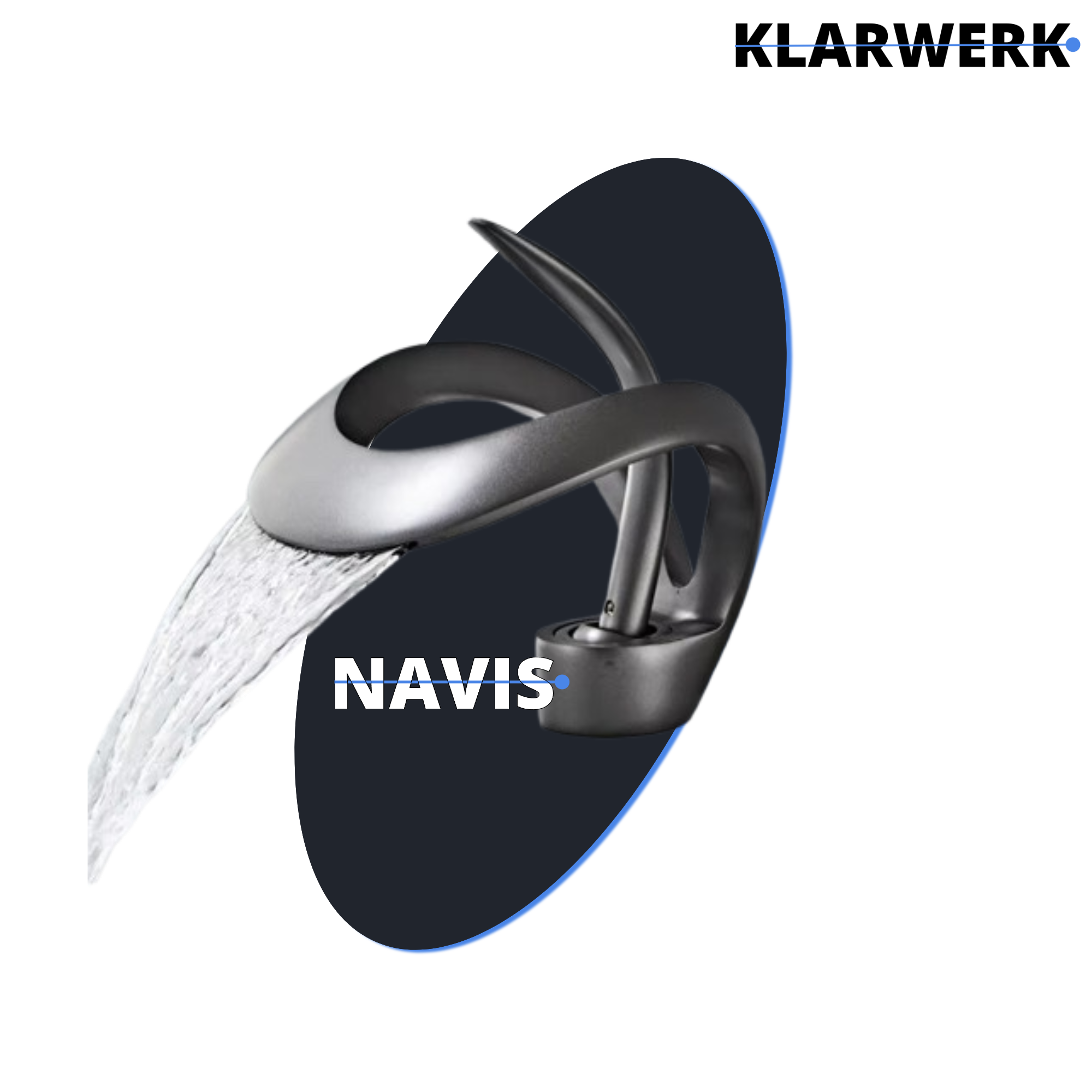 NAVIS | Rubinetto a cascata di design per bagno grigio titanio |Elegante rubinetto in acciaio inossidabile premium per lavelli|Miscelatore  2 attacchi