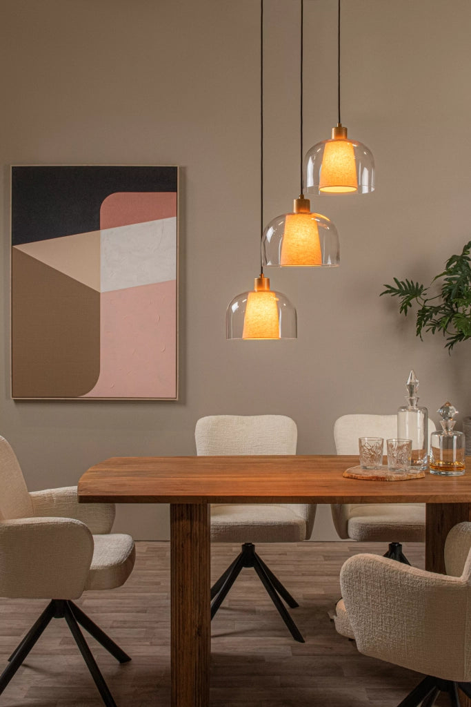 Lampada a sospensione Gunhild vetro crema oro 3xE27