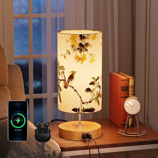 Lampada da Notte a Tasto - Regolabile la Luminosità - Adatta per Camera da Letto - 1 Pezzo - Bianco - Plastica