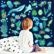 Sticker muur luminoso zecca di animali marini sticker illuminante per ambiente acquatico sticker fluorescente per camera da letto bambino
