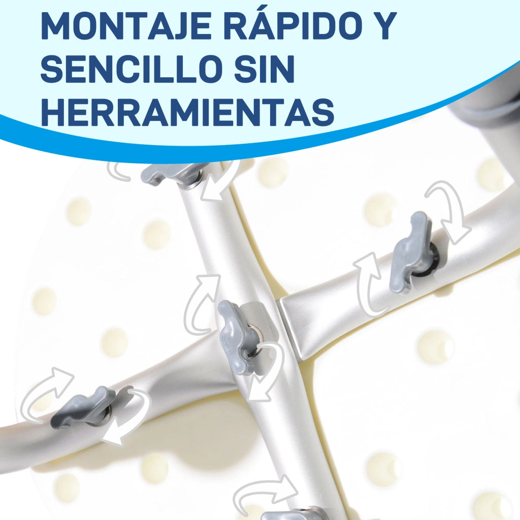 Sgabello da Doccia Regolabile Antiscivolo ¨C Zephmum ¨C Bianco Alluminio