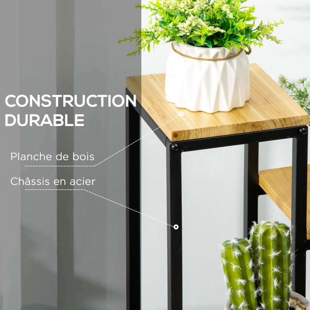 Libreria a 4 ripiani per piante ¨C Zephmum ¨C Metallo e legno 34x34x66 cm