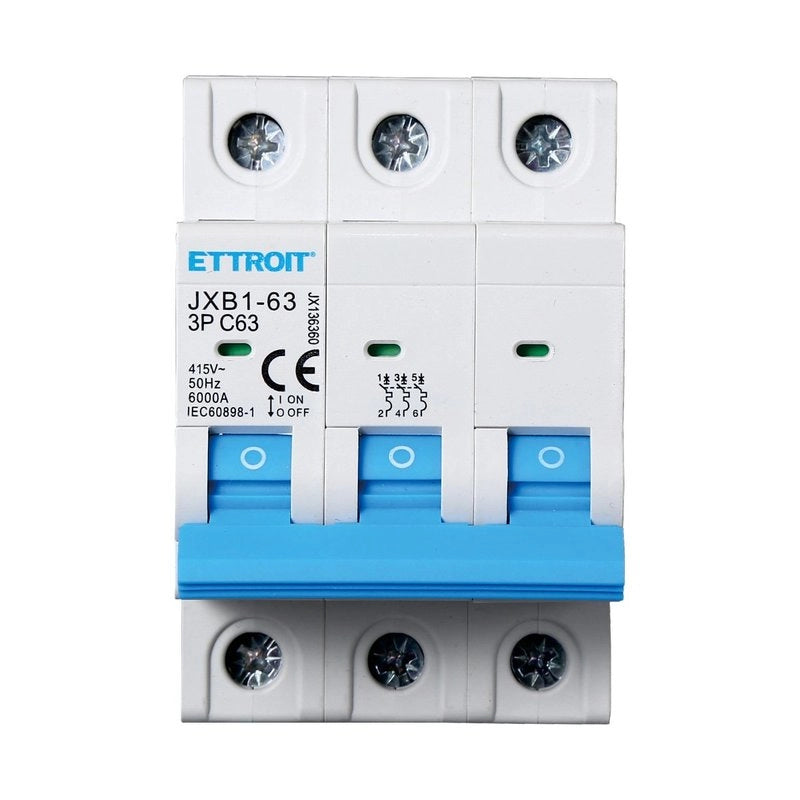 Interruttore Magnetotermico Automatico 3P 63A 6000A 220V 380V Salvavita Stotz Occupa 3 Moduli DIN