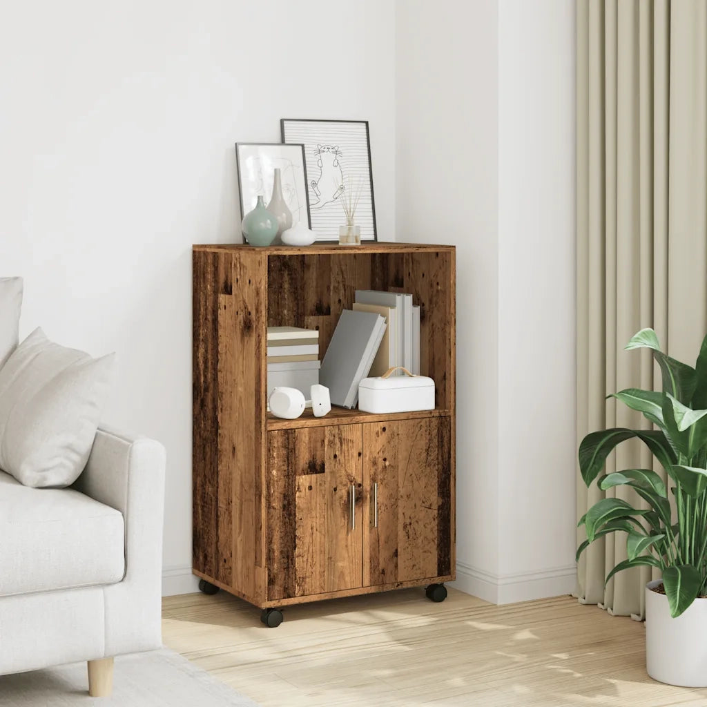 Mobiletto con Ruote Legno Antico 55x40x91 cm in Truciolato CFW1648794