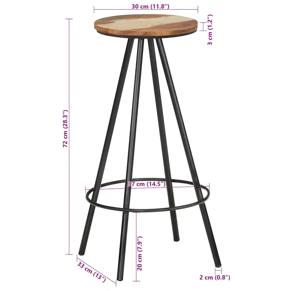 Sedie da Bar 4 pz Legno Massello di Recupero 245446