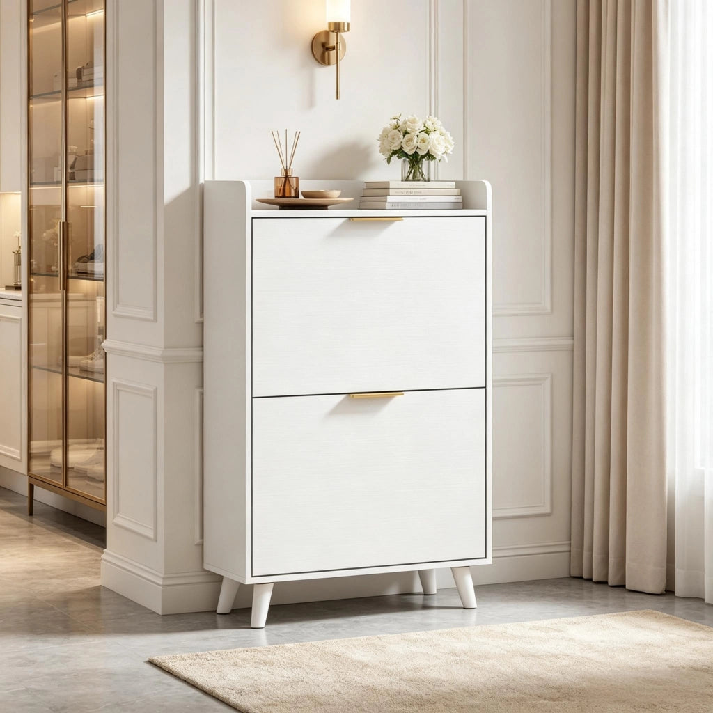SCARPIERA stretta 70x30x120 cm bianca con 2 ribalte