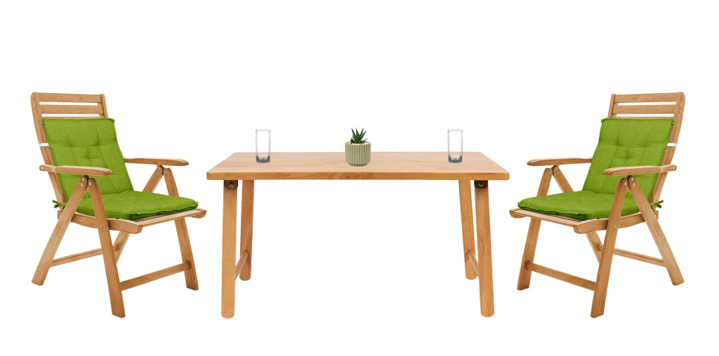 Set Cuscini Sedia Con Schienale Imbottiti Con Laccetti Banda Elastica 40 x 80 Cm Verde - 2 Pezzi