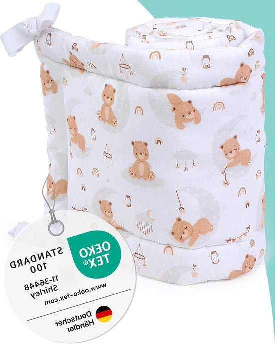 Blocco di Protezione Culla 70 x 140/60 x 120 cm Oeko-Tex 100 Protezione Culla Soft 100% Cotone - Blocco di Protezione Culla Macchina Lavabile - Respirabile - Culla Co Sleep