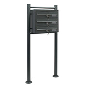 Blocco di 3 cassette postali con supporto 3 scomparti sovrapposti acciaio zincato 36 x 38,5 x 27 cm antracite 16_0000028
