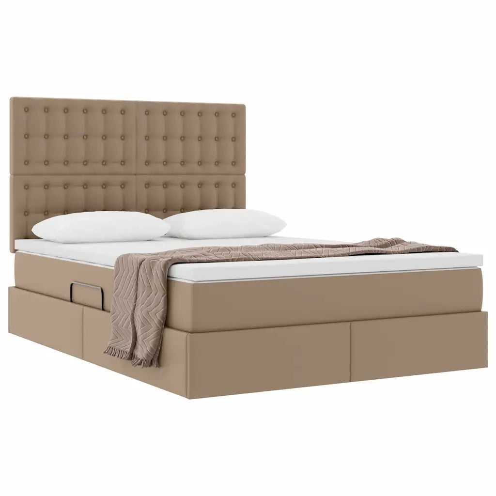 Letto con Contenitore Cappuccino 140 x 200 cm Pelle Sintetica 3371672