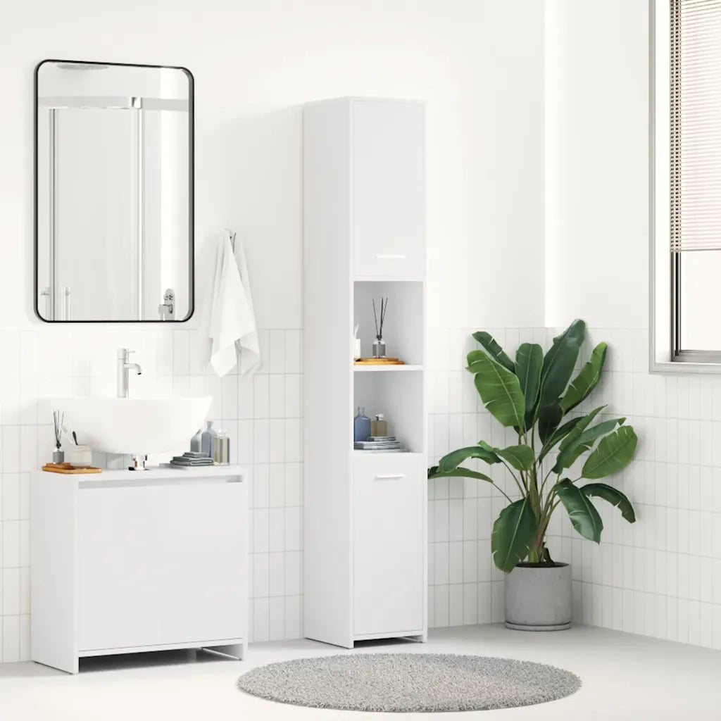 Mobile da Bagno | Armadio da bagno Bianco 30x30x183,5 cm in Legno tecnico