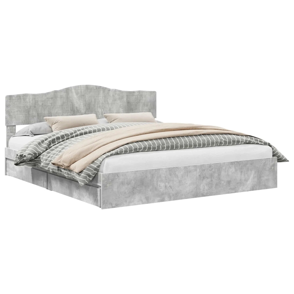 Letto con Contenitore con testiera Grigio cemento 200 x 200 cm 3413064