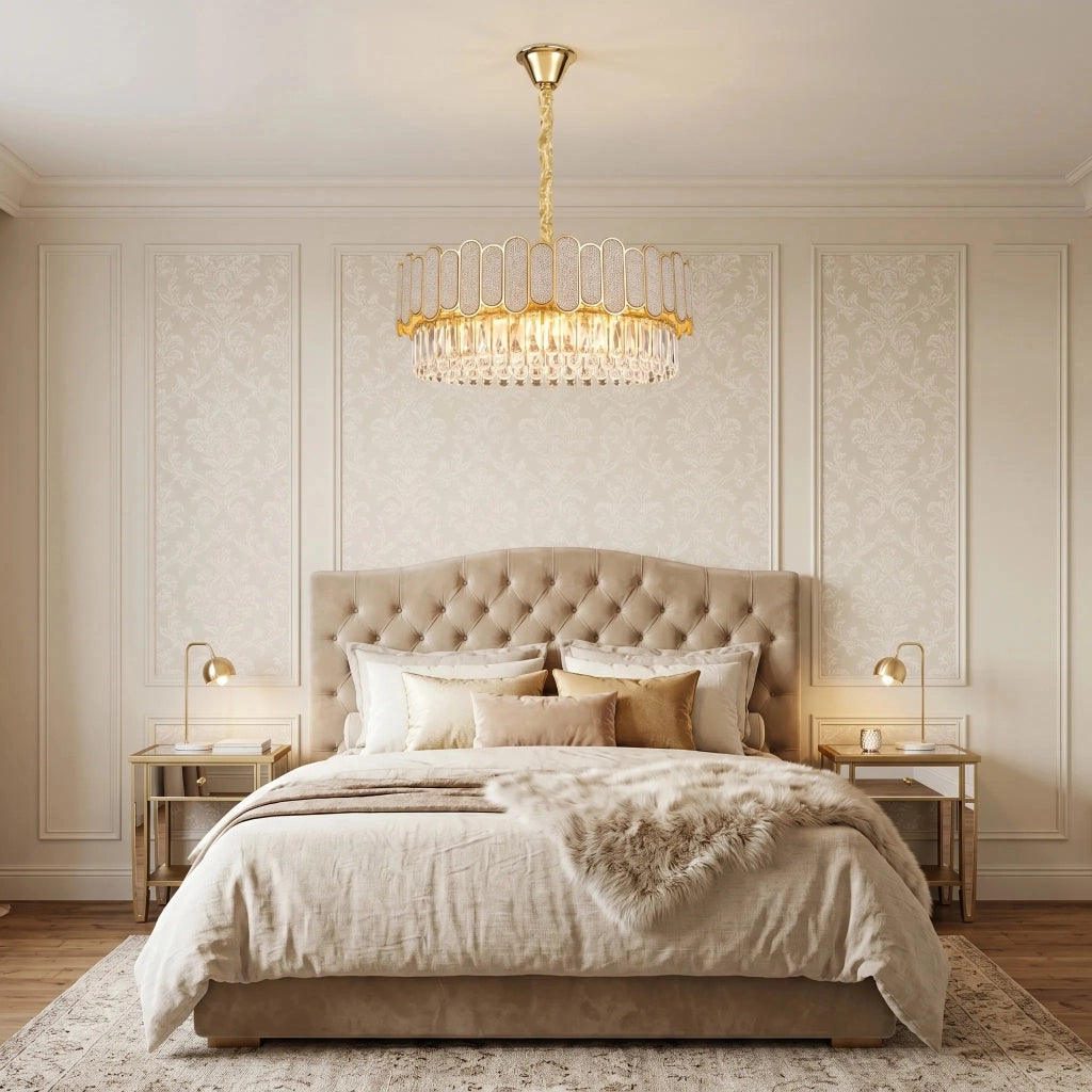 Lampada A Sospensione In Cristallo Swe107-cp 50cm Gold