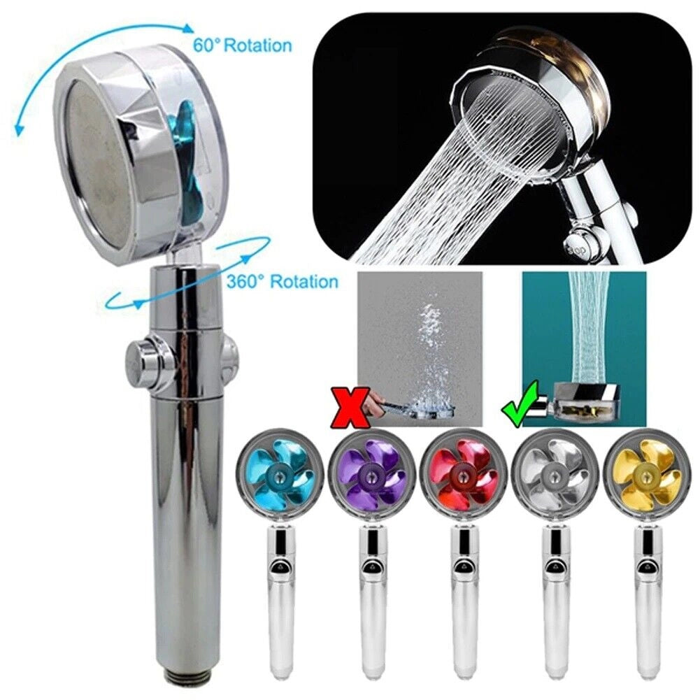 Soffione Turbo Doccia Alta Pressione Rotante Risparmio Idrico tasto STOP 82138