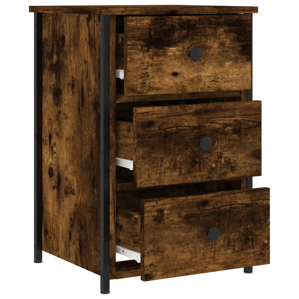 Comodini 2 pz Rovere Fumo 40x36x60 cm in Legno Multistrato 825998