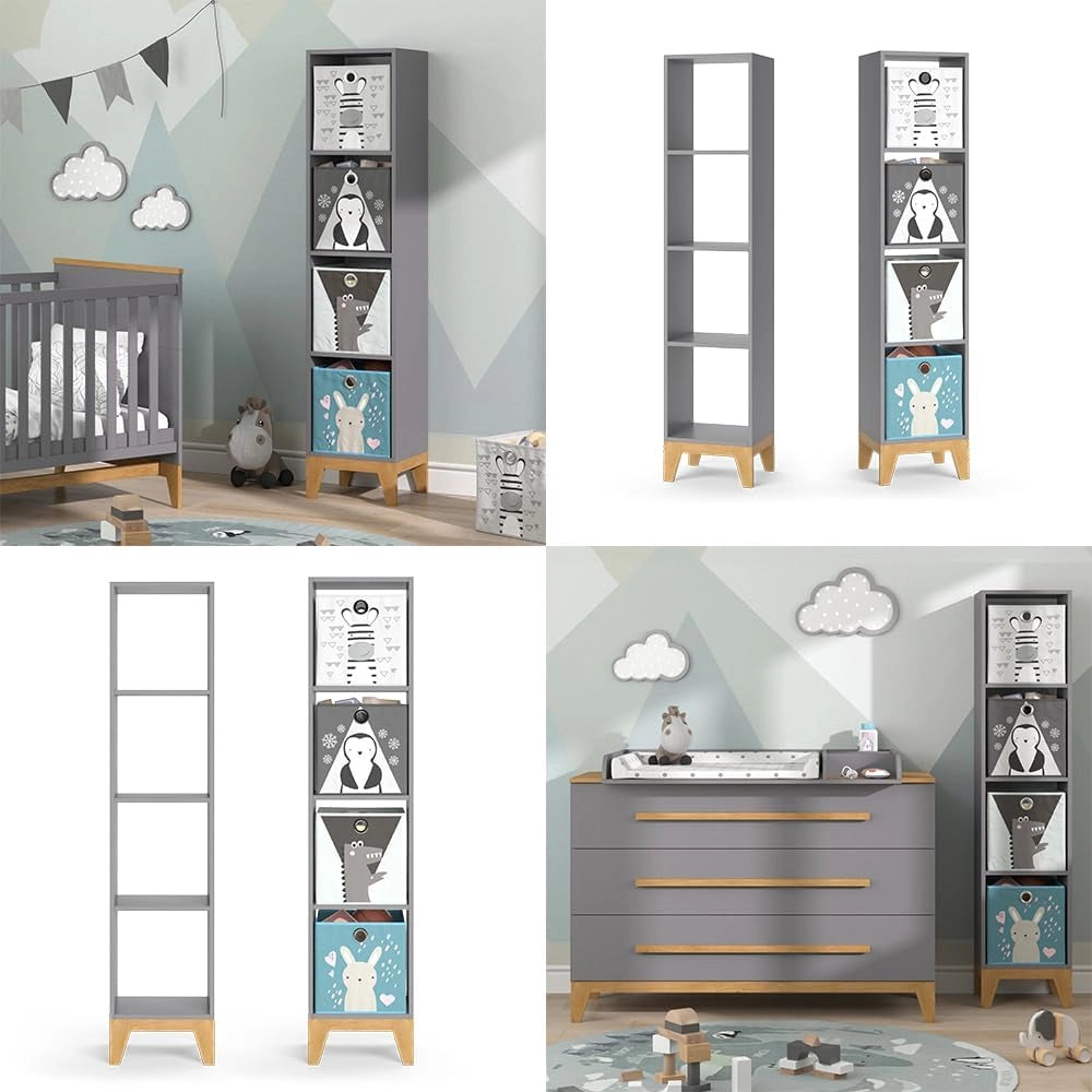 Libreria bambini Malia, Grigio, 35.2 x 159.5 cm