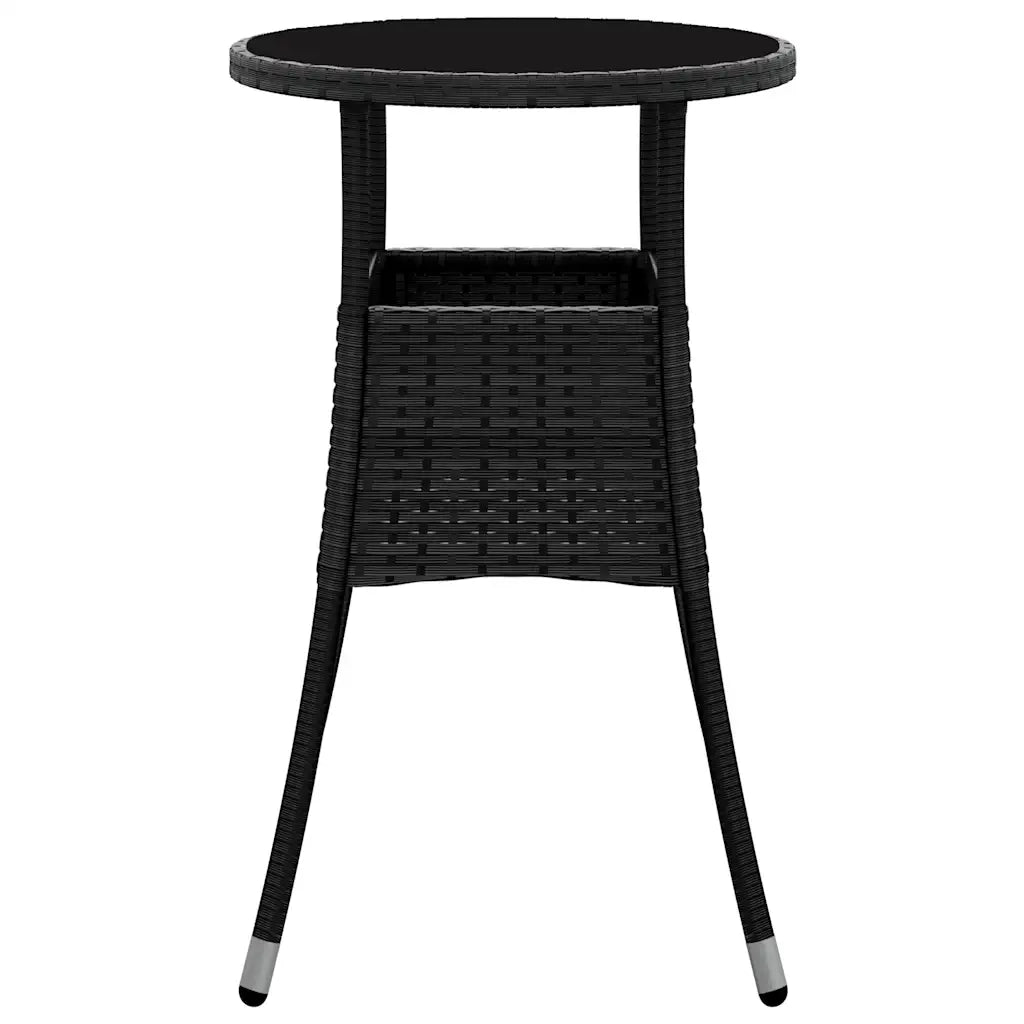 Tavolo da Giardino Ø60x75 cm Vetro Temperato e Polyrattan Nero 310598