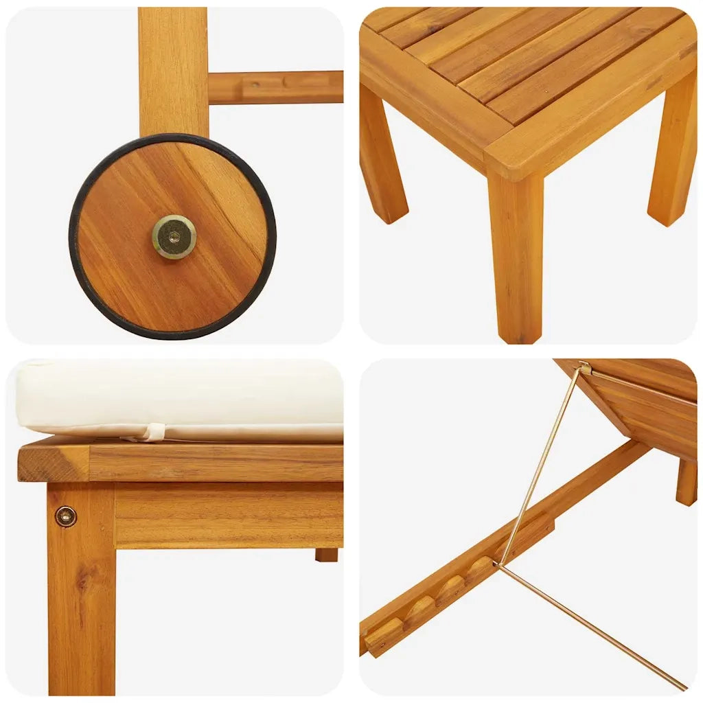 Lettino da sole 3 pcs Marrone Legno di Acacia Massello 3333834