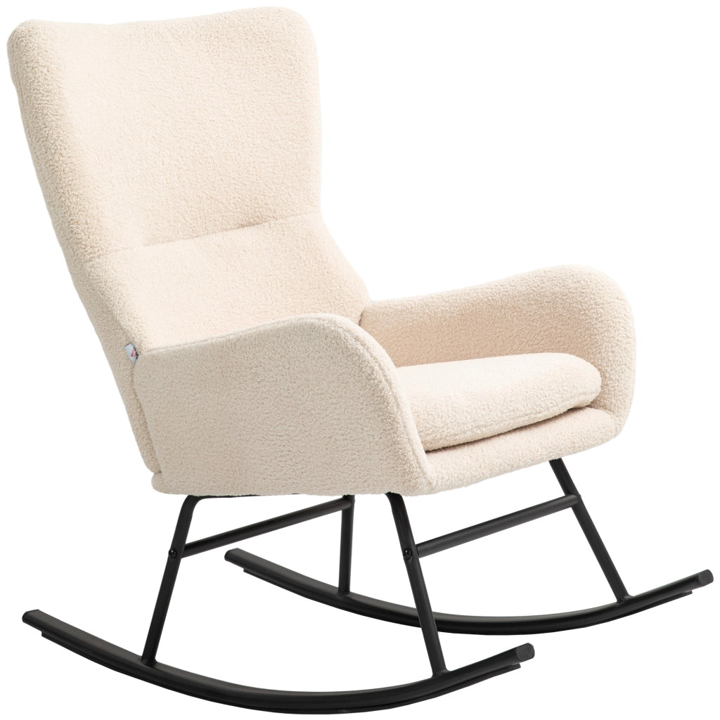 Poltrona a dondolo ¨C zephmum ¨C beige e nero, gambe in acciaio