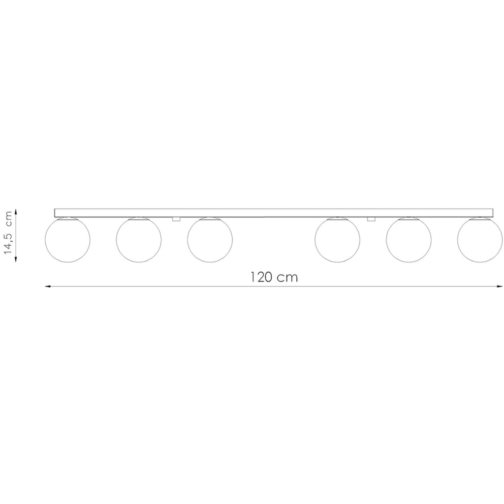 Plafoniera barra Pure Lume Soleda bianca 6 sfere 120cm