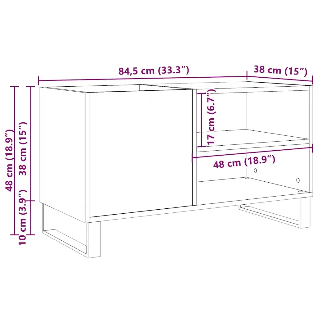 vidaXL Mobile Porta Dischi Legno Antico 84,5x38x48cm Legno Multistrato