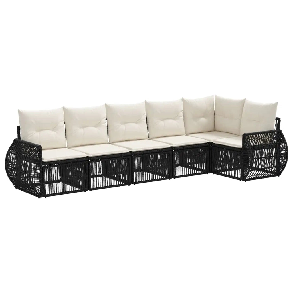 Set Divano da Giardino 6 pcs Nero e Bianco Crema polyrattan 3435421