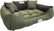 Letto per cani e gatti invernale acqua resistente con cuscini - 100 x 75 cm, verde