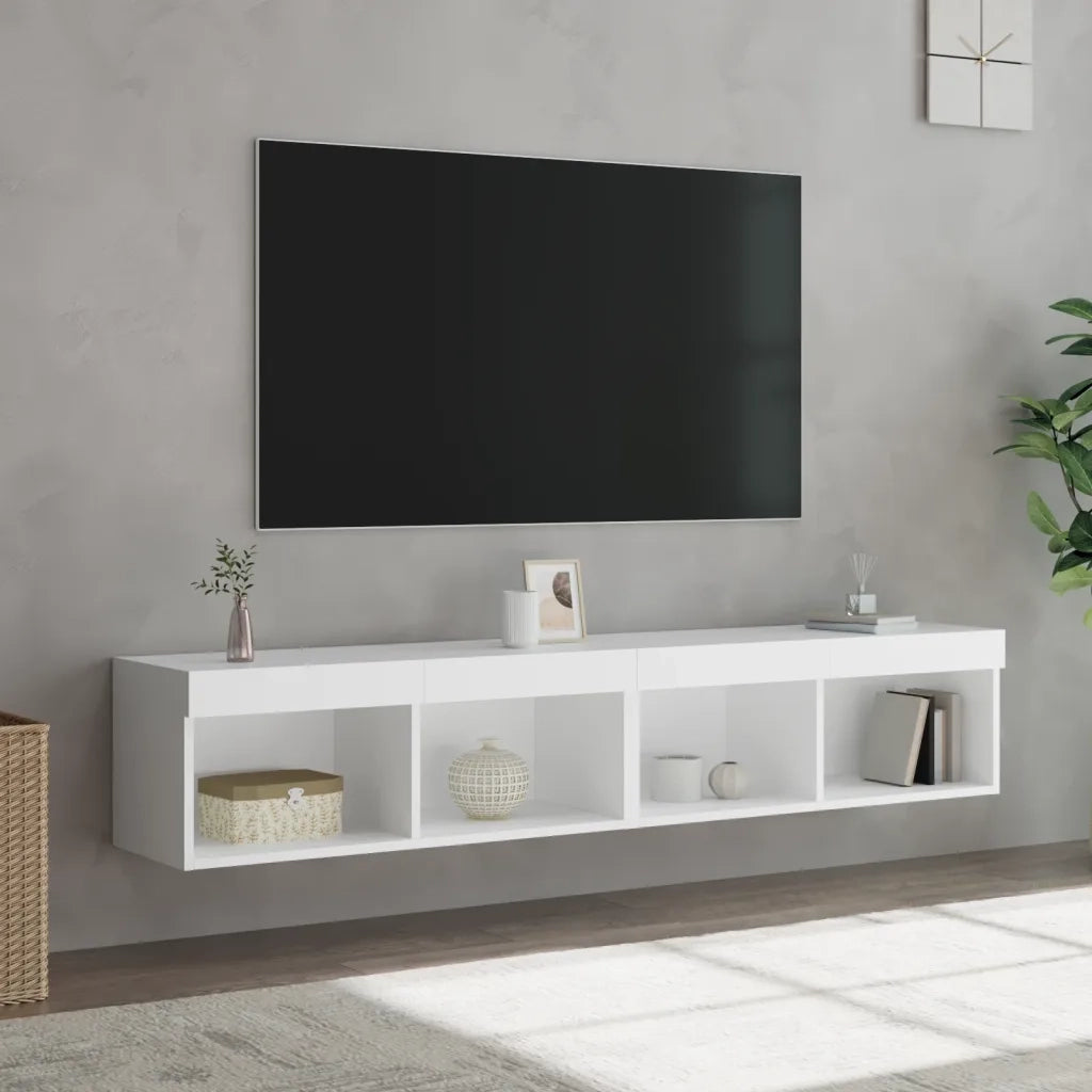 Mobili Porta TV con Luci LED 2 pz-Set di 2 Credenza per TV Bianchi 80x30x30 cm