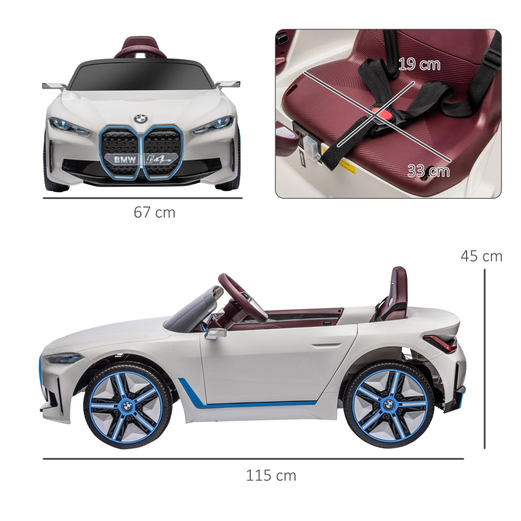 EasyComfort Macchina Elettrica per Bambini 3-6 Anni con Licenza BMW con Telecomando, Clacson e Fari, 115x67x45 cm, Bianca