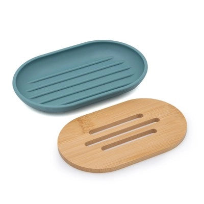 Porta sapone da appoggio acquamarina in abs e bambù Surf
