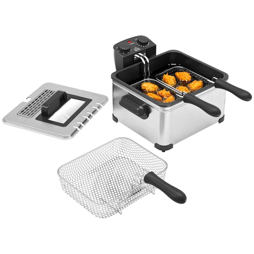 Friggitrice 5 litri con timer e regolazione temperatura 2000W ¨C Minimal ¨C cestello estraibile e finestra di visualizzazione