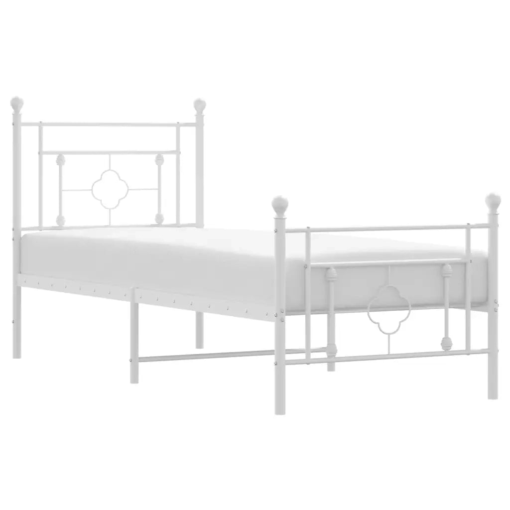 Giroletto con Testiera e Pediera Metallo Bianco 80x200 cm 374397