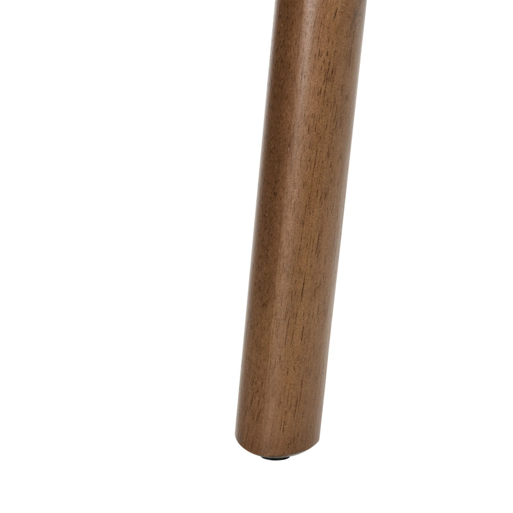 Set di 2 sedie da pranzo in tessuto poliestere marrone scuro e bianco sporco Gambe in legno di gomma Stile retrò tradizionale