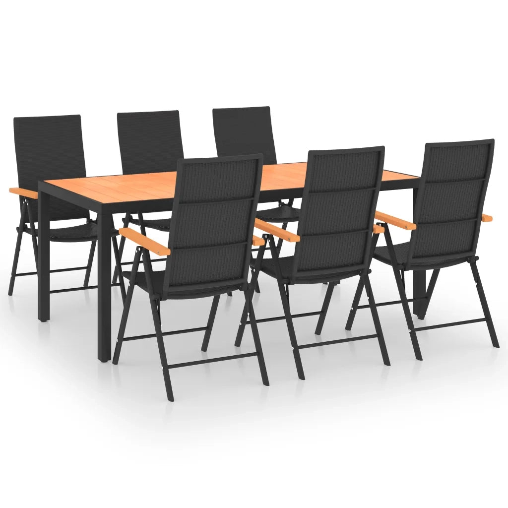 Set da Pranzo da Giardino 7 pz Nero e Marronecod mxl 72475