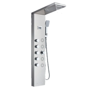 BERND | Pannello doccia premium a pioggia in acciaio inox | Sistema doccia massaggiante in argento spazzolato | Rubinetto miscelatore sistema
