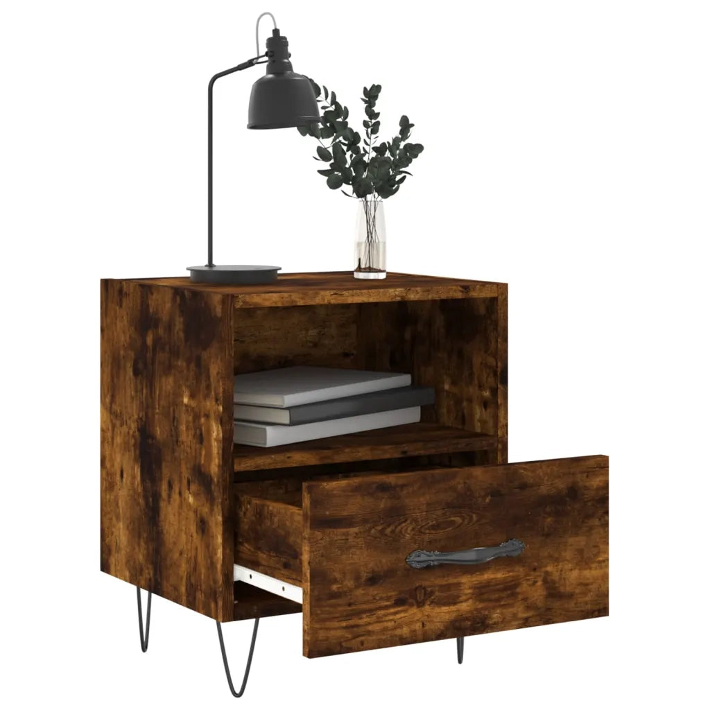 Comodini 2 pz-Set di 2 Tavolino da notte Rovere Fumo 40x35x47,5 cm in Legno Multistrato 438952