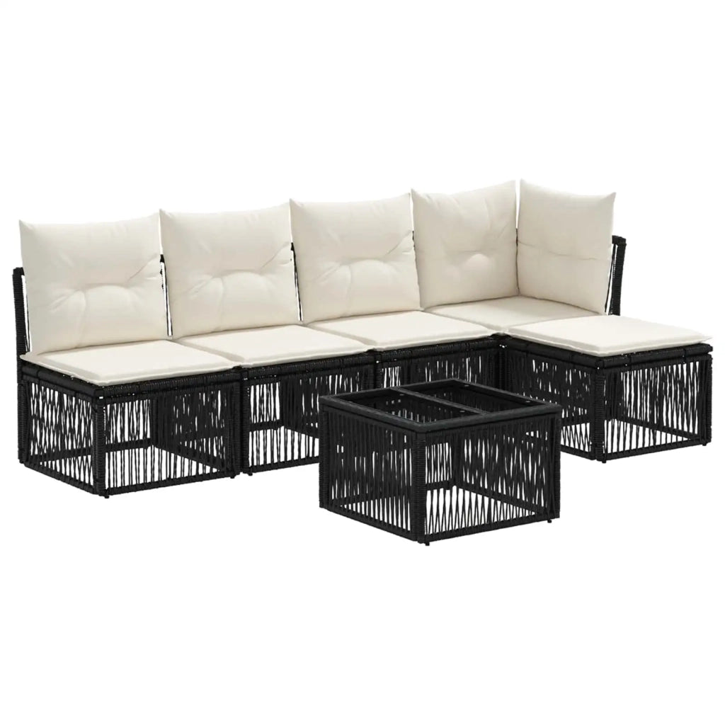 Set Divano da Giardino 6 pcs Nero polyrattan 3434194