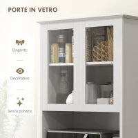 Credenza Cucina Alta con Armadietto a 2 Livelli e 3 Cassetti, Dispensa in MDF, 68x38x172 cm, Bianco|Aosom Italy