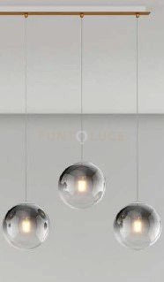 SOSP. OTTONE SAT. 3 LUCI RETTANGOLARE VETRI PICCOLI FUME' 1194OS-S3 RP-FU