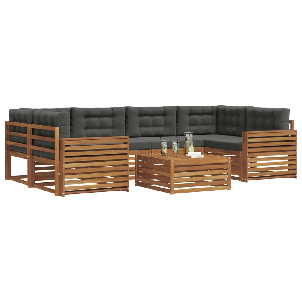 Set di divani da esterno con cuscino 7 pcs Naturale e Antracite