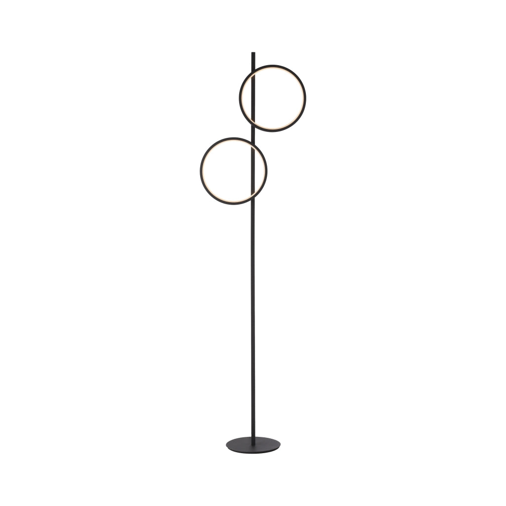 Lampada da terra nera moderna 2 anelli LED 24W Just Light