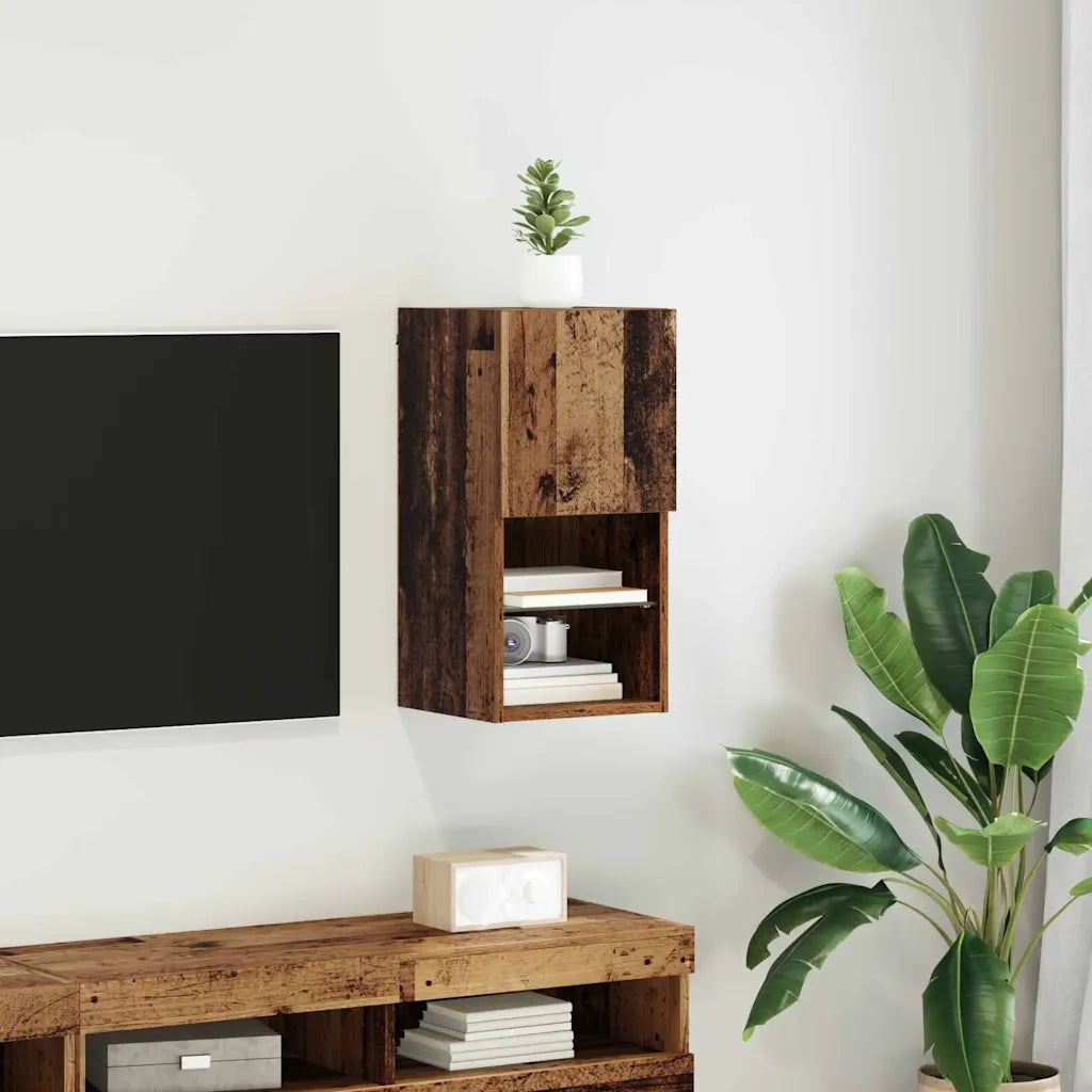 Mobile TV da Parete con LED Legno vecchio 30,5 x 30 x 60 cm 882942