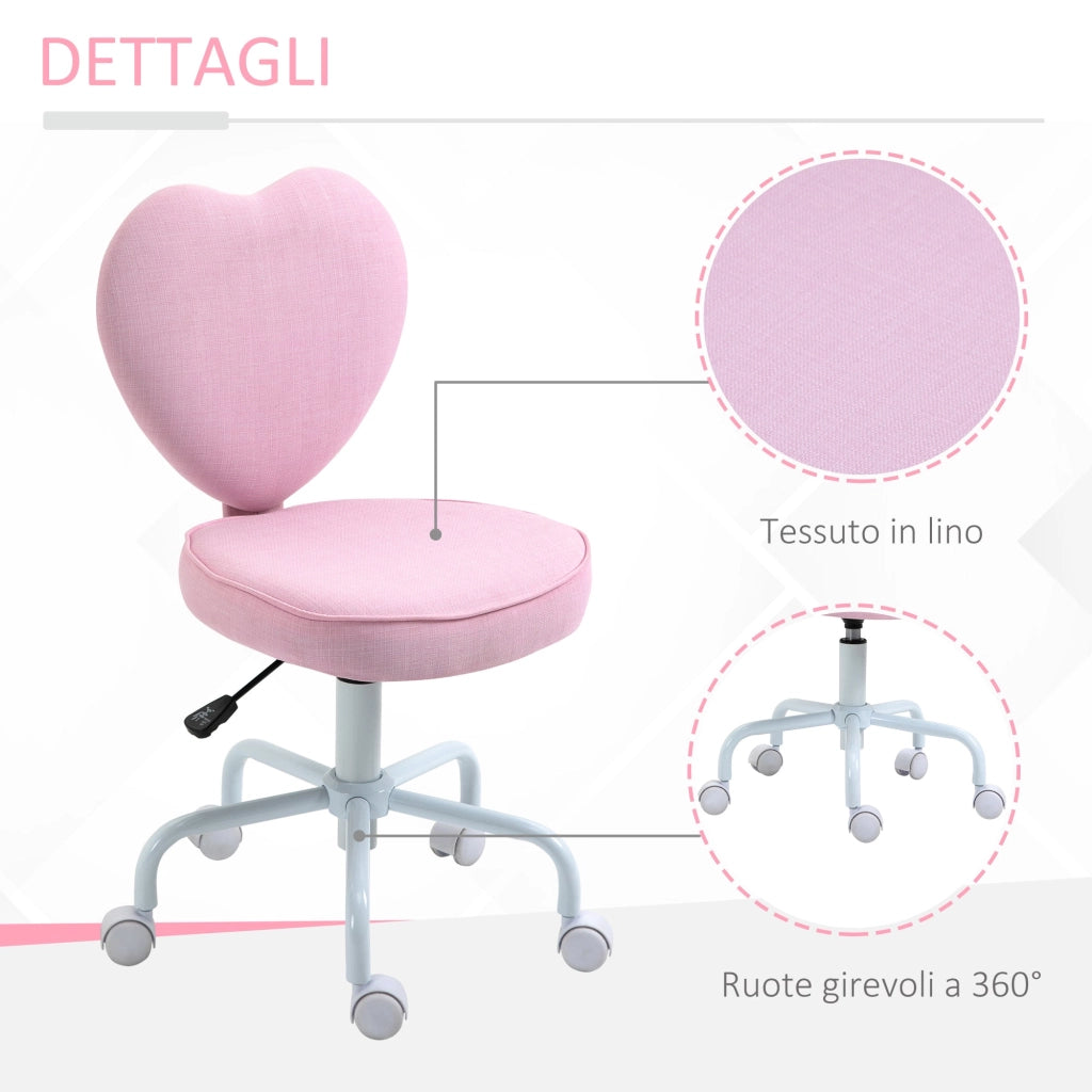 Sedia Poltrona Operativa da Cameretta a Forma di Cuore Rosa
