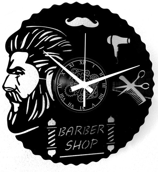 Orologio a Vinile per Parete - Disegno a Disco Design Moderno Decorazione Artistica Manuale per Barbiere