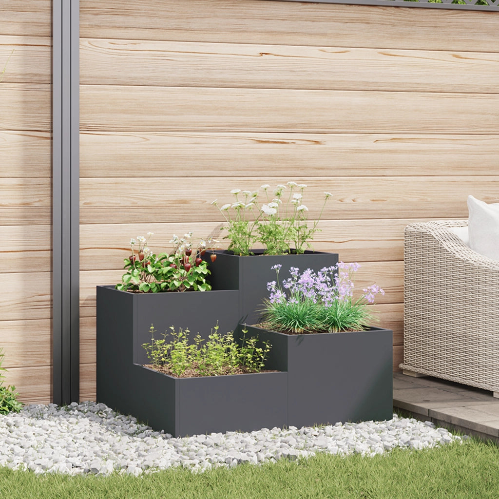 Fioriera da Giardino 80x80x60 cm Acciaio Antracite