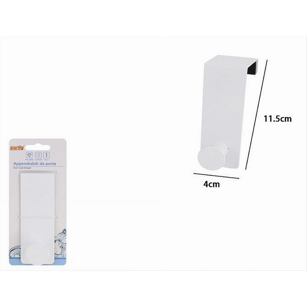 Trade Shop - Appendiabiti Da Porta Con 1 Gancio 4x11.5cm Bianco Per Asciugamani Vestiti 87778 -