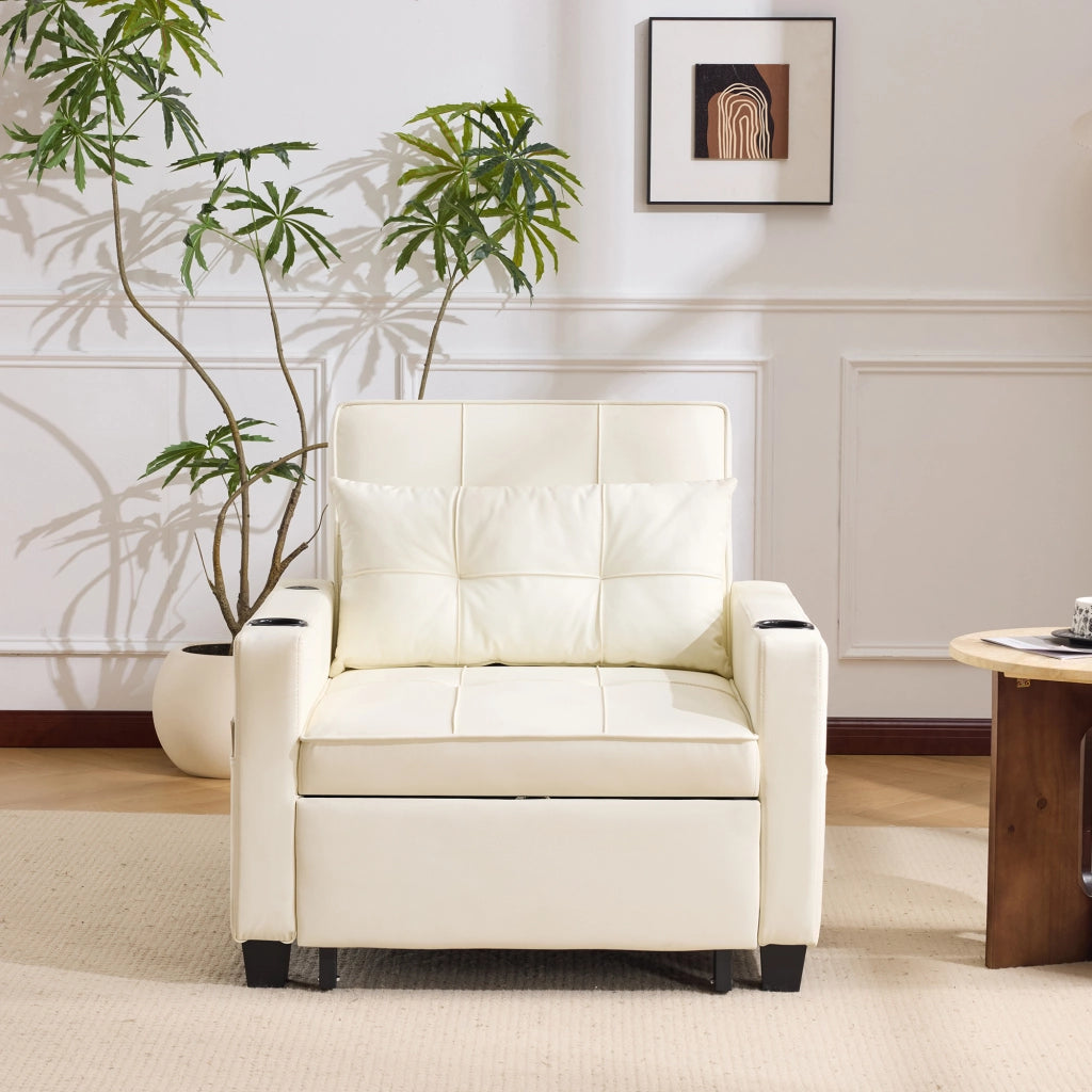 Divano Letto Singolo Estraibile con Portabicchieri e USB ¨C MINIMAL ¨C Tessuto