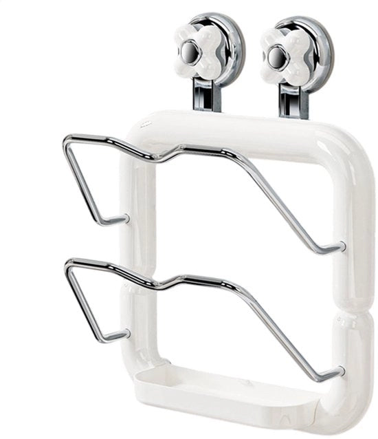 Organizzatore di coperchi - Sostegno di pentola - Ripostiglio cucina - Supporto antiscivolo - 25B x 6H cm - Bianco