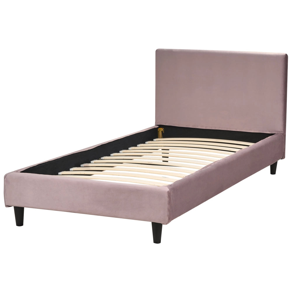 Letto singolo in Velluto rosa con rete a doghe 90 x 200 cm stile contemporaneo