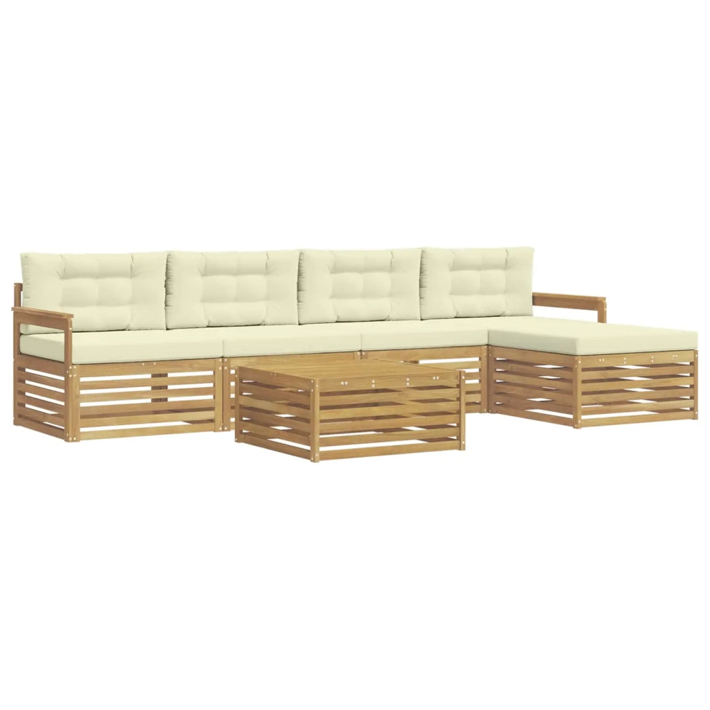 Set di divani da esterno 7 pcs Bianco e Crema Poliestere